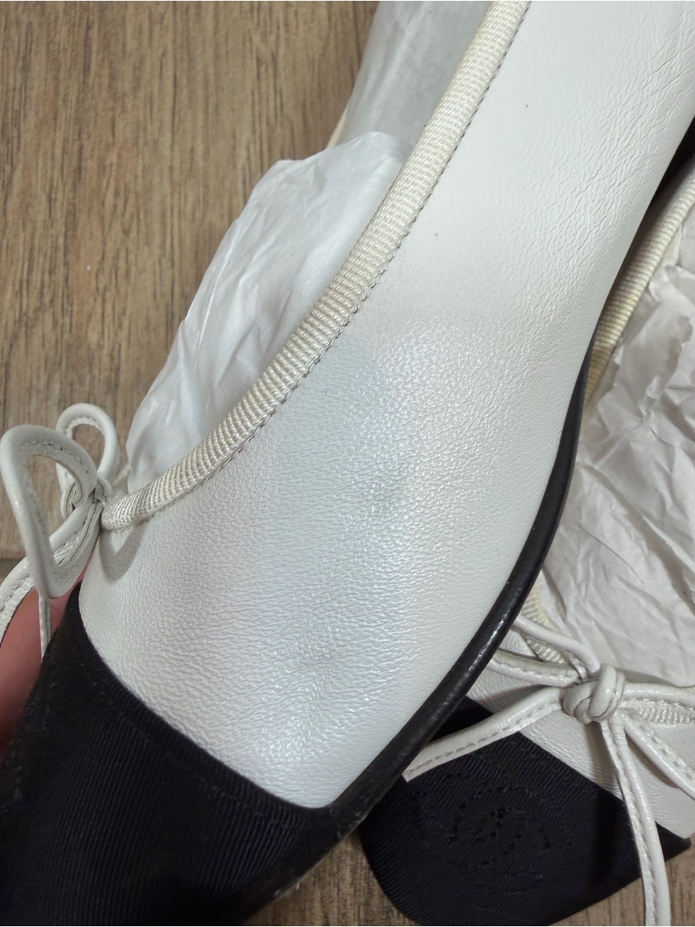 Chanel Cap Toe Ballerina Flats Cream and Black Size 8 - Picture 7 of 14
